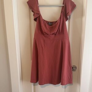 Ava & Viv Mauve Ruffle Sleeve Mini Dress